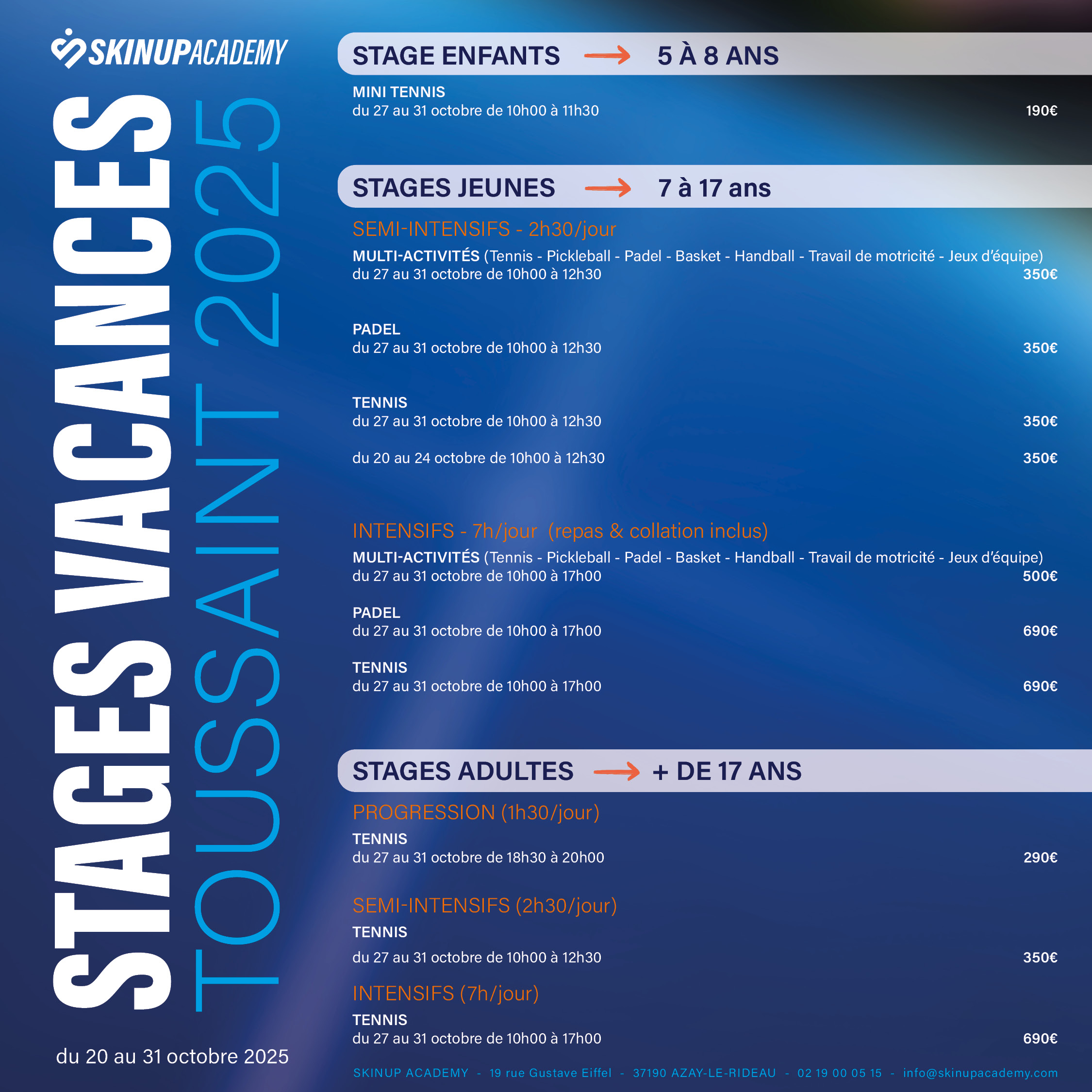 STAGES VACANCES DE TOUSSAINT