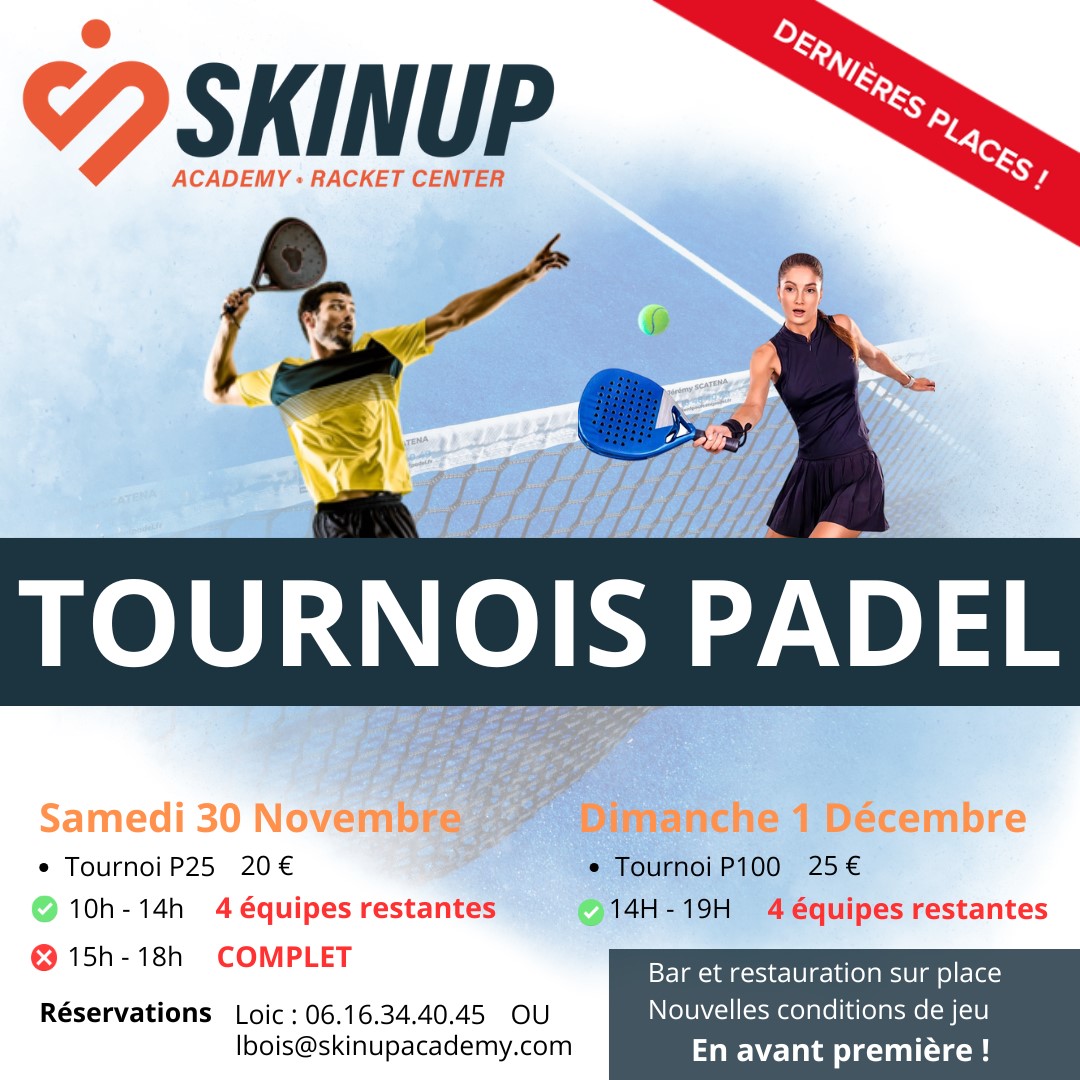  3 TOURNOIS DE PADEL 30 novembre & 1er décembre